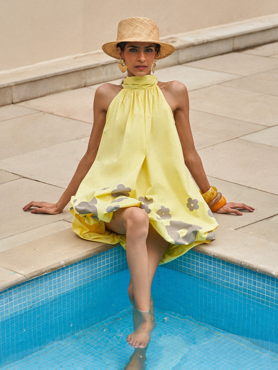 Butter Yellow Floral Dress