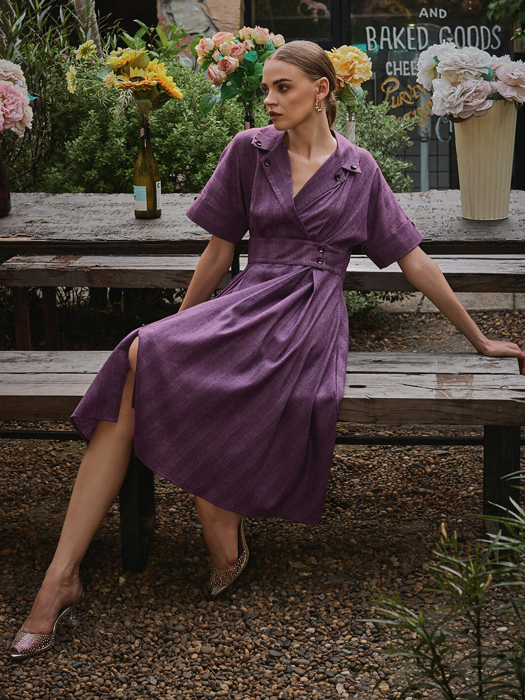 Purple Roxo Collar Cotton Dress Purple Roxo Collar Cotton Dress
