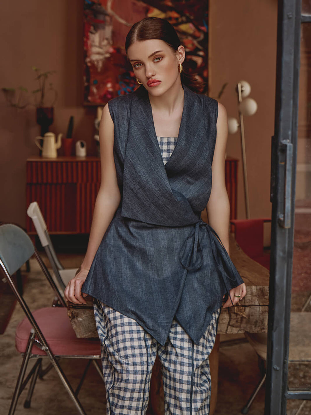 Scott Cotton Co-ord set | 3 piece dress | three piece coord set | luxery coord set | coord set for women | crop top | pants | women pants | women crop top | top with and set | top pant set | stylish co ord set | co ord set for women | and co ord sets | co ord sets | women co-ord set | co-ord set for women