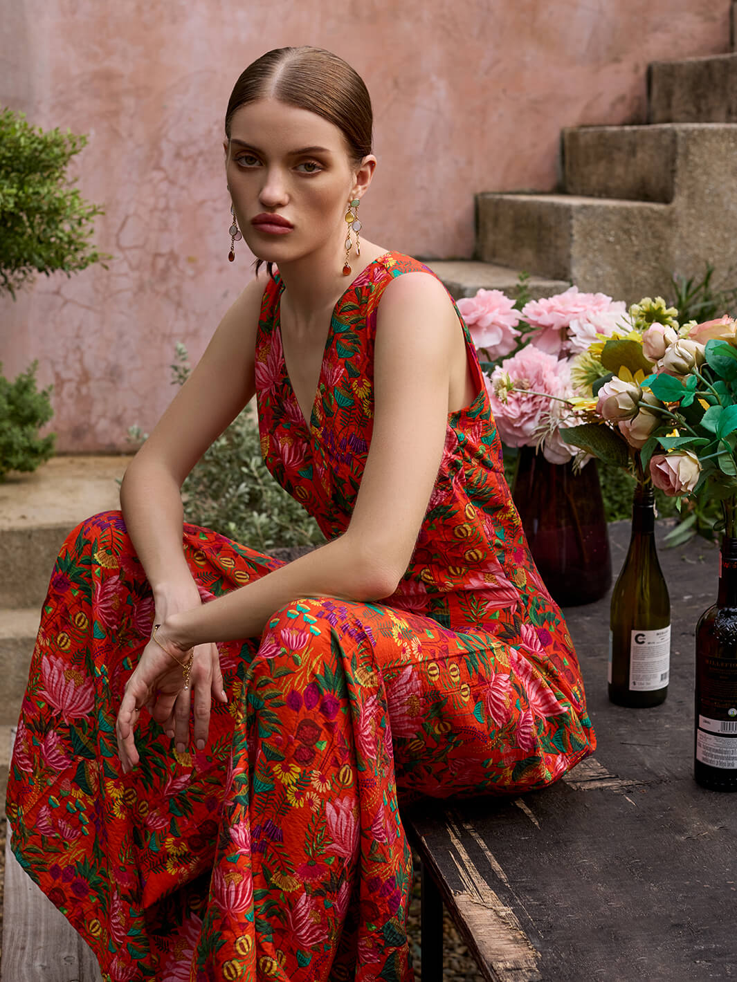 Buy Orange Kansas Pleated Jumpsuit for Women | Ladies Floral