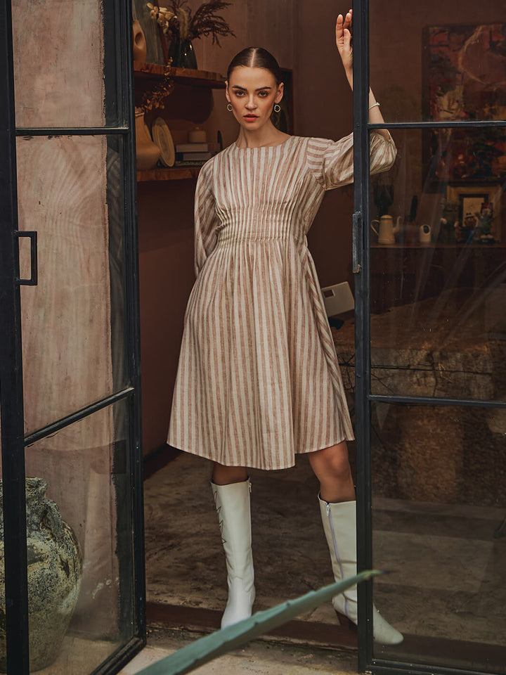 Lola Stripe Dress | Stripe Dress | semi-formal dress | casual wear | vacation wear | resort dress | outdoor fashion | girls look | women wear | summer vacation wear | vacation wear | honeymoon vacation wear | long dress | one piece dress | single piece dress | party dress | frock | cotton dress