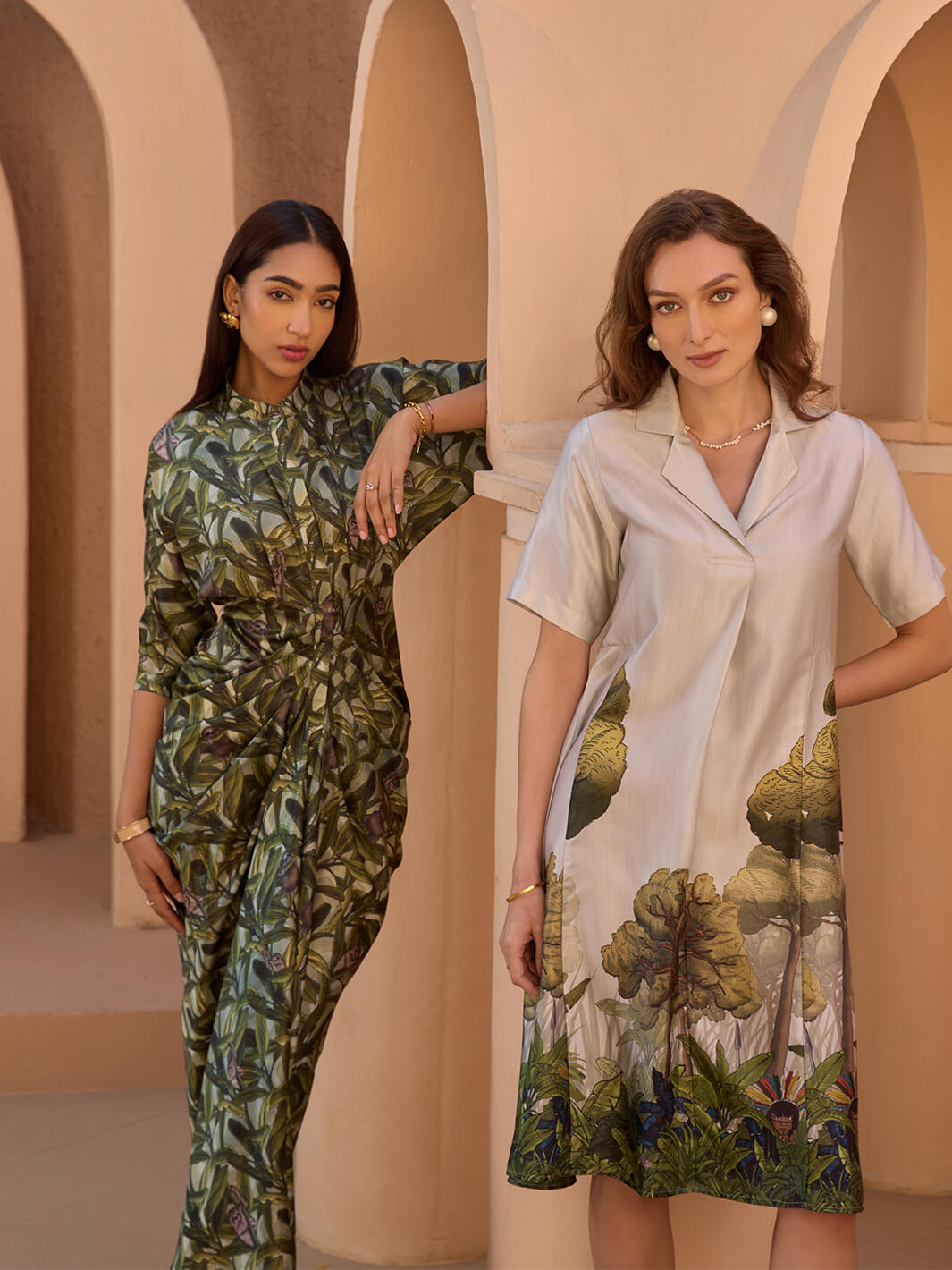 Green Print Amazon Jungle Print Dress | Buy Online Resort Wear Linen Satin Summer Set at House of Fett Green Print Amazon Jungle Print Dress | Buy Online Resort Wear Linen Satin Summer Set at House of Fett