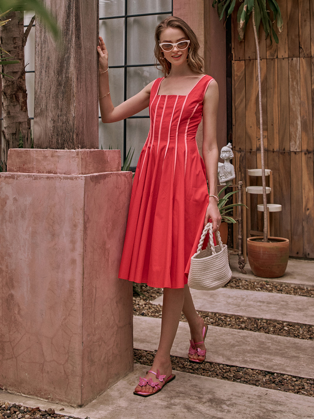 The Townie fit and flare piping dress - Main Image