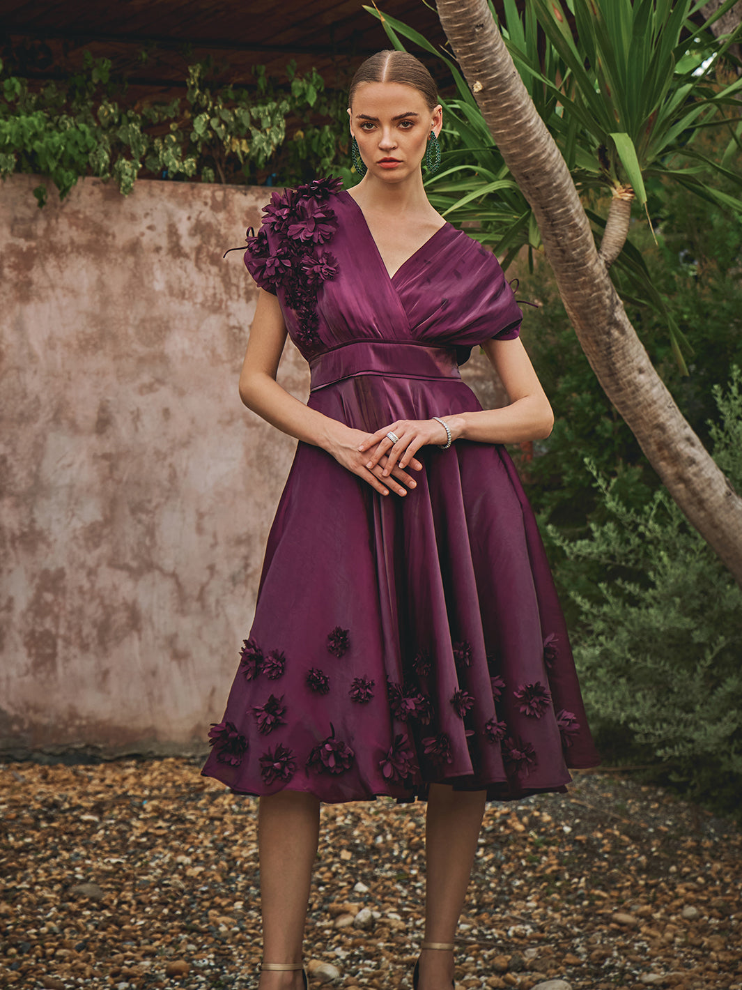 High Quality Vanessa Organza Applique Floral Dress for Ladies