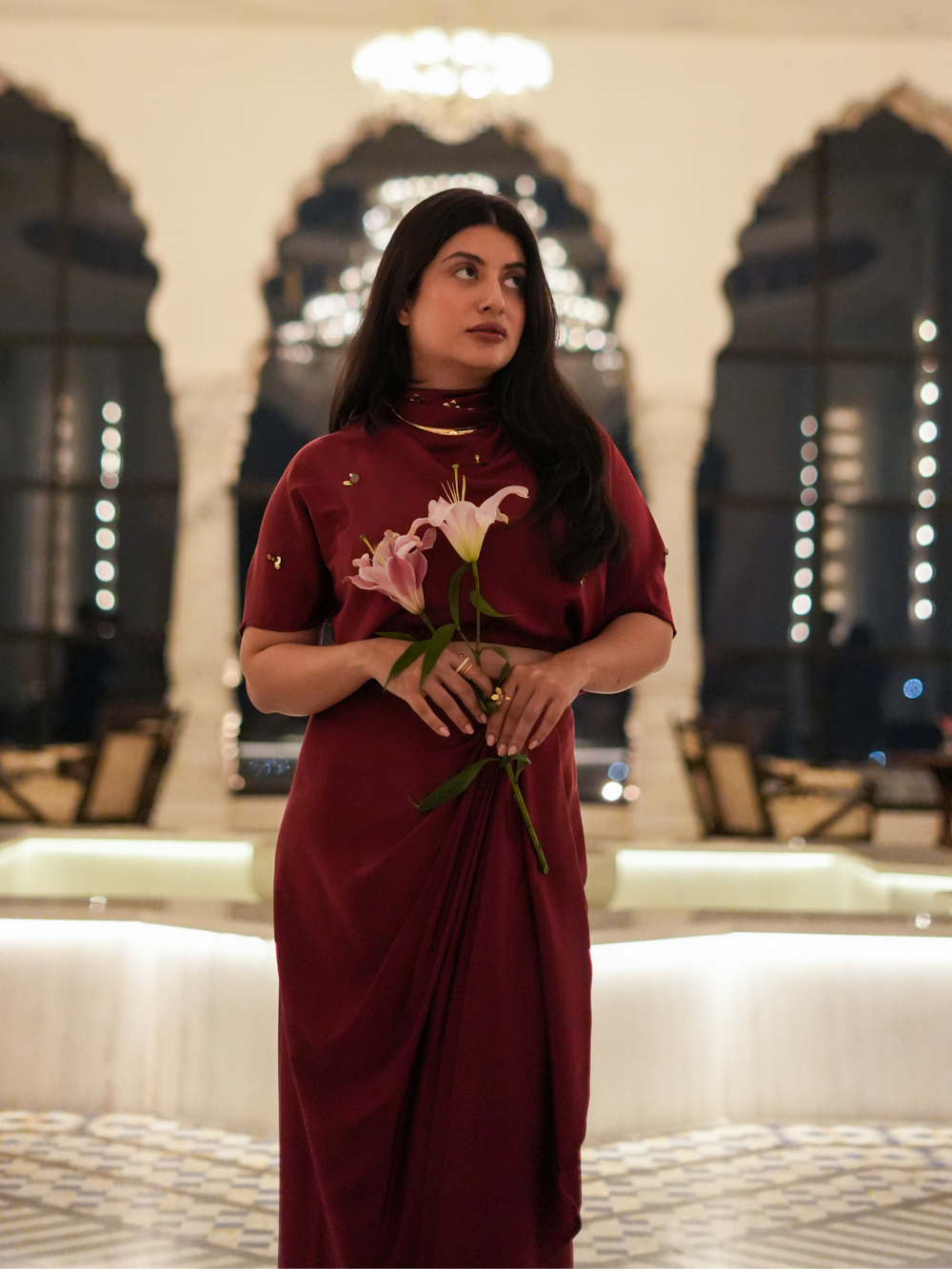 Amoura Satin Embellished Stylish Top