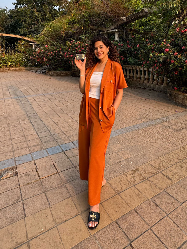 kamiya jani in orange co-ord