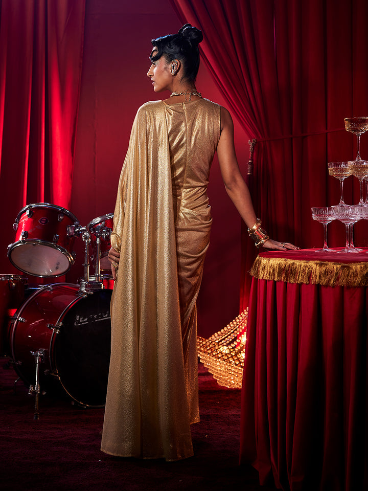 Night Party Golden Glam Gown