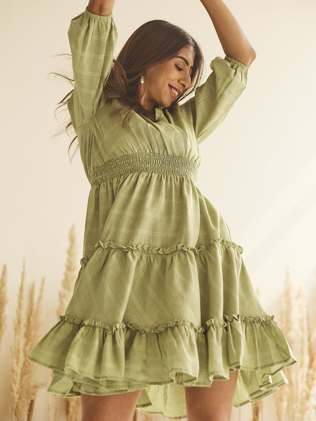 LYON GREEN TIERED DRESS House of Fett LYON GREEN TIERED DRESS House of Fett