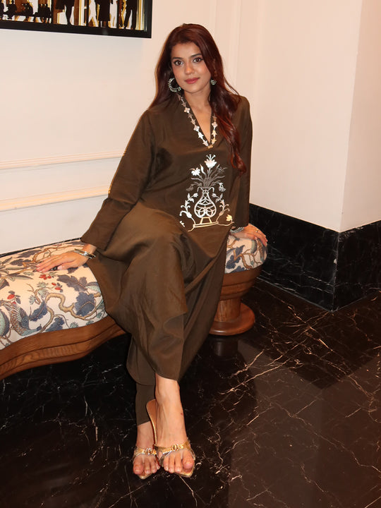 Olive Muse Leather Patchwork Jumpsuit