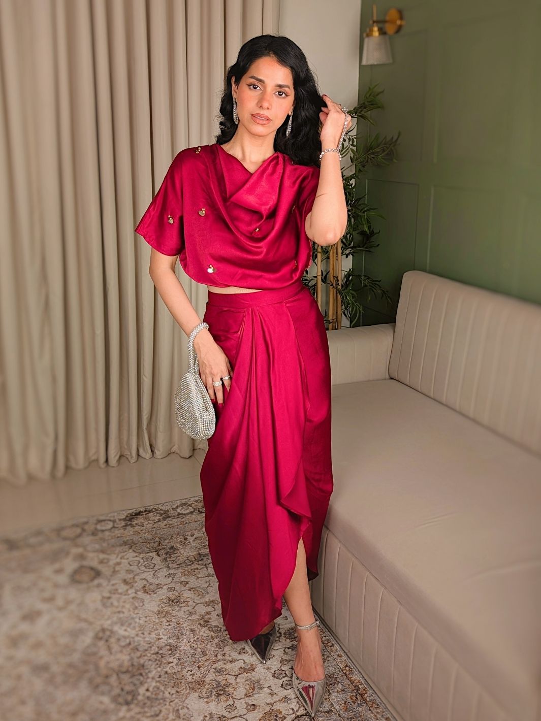 Amoura Satin Embellished Co-ord set