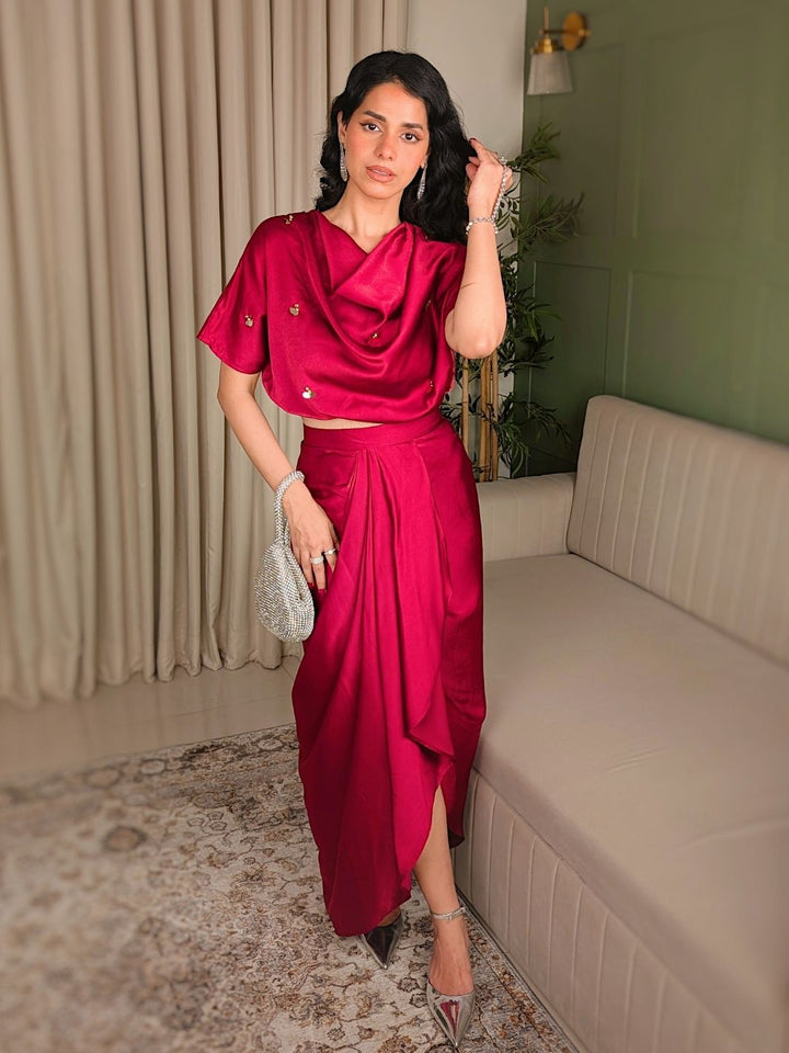 Amoura Satin Embellished Co-ord set