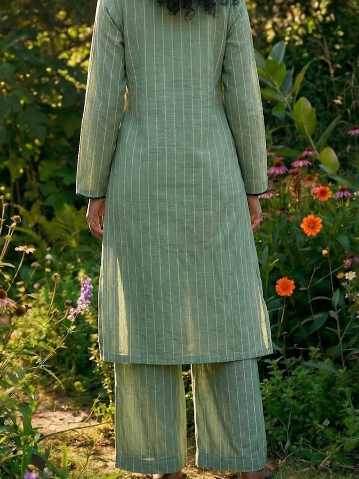 Embroidered Stripe Tunic with Pants