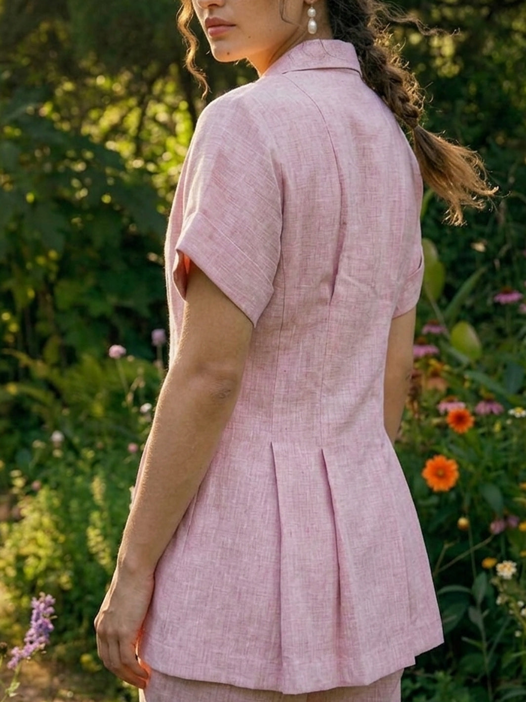 Marshmallow Cotton Linen Pleated Co-ord Set