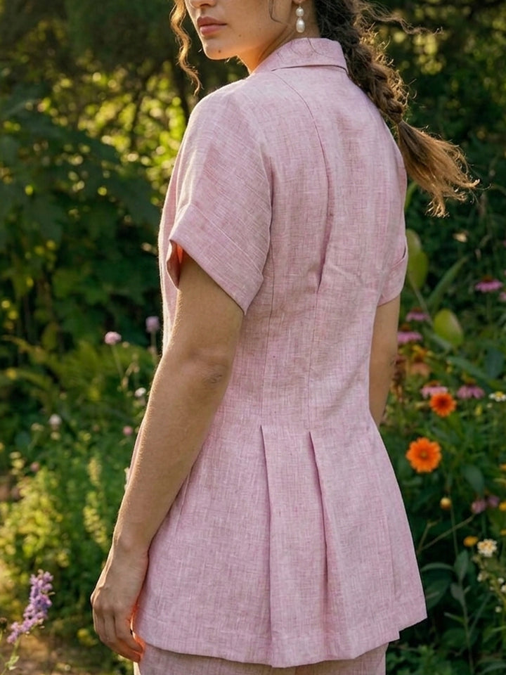 Marshmallow Cotton Linen Pleated Co-ord Set