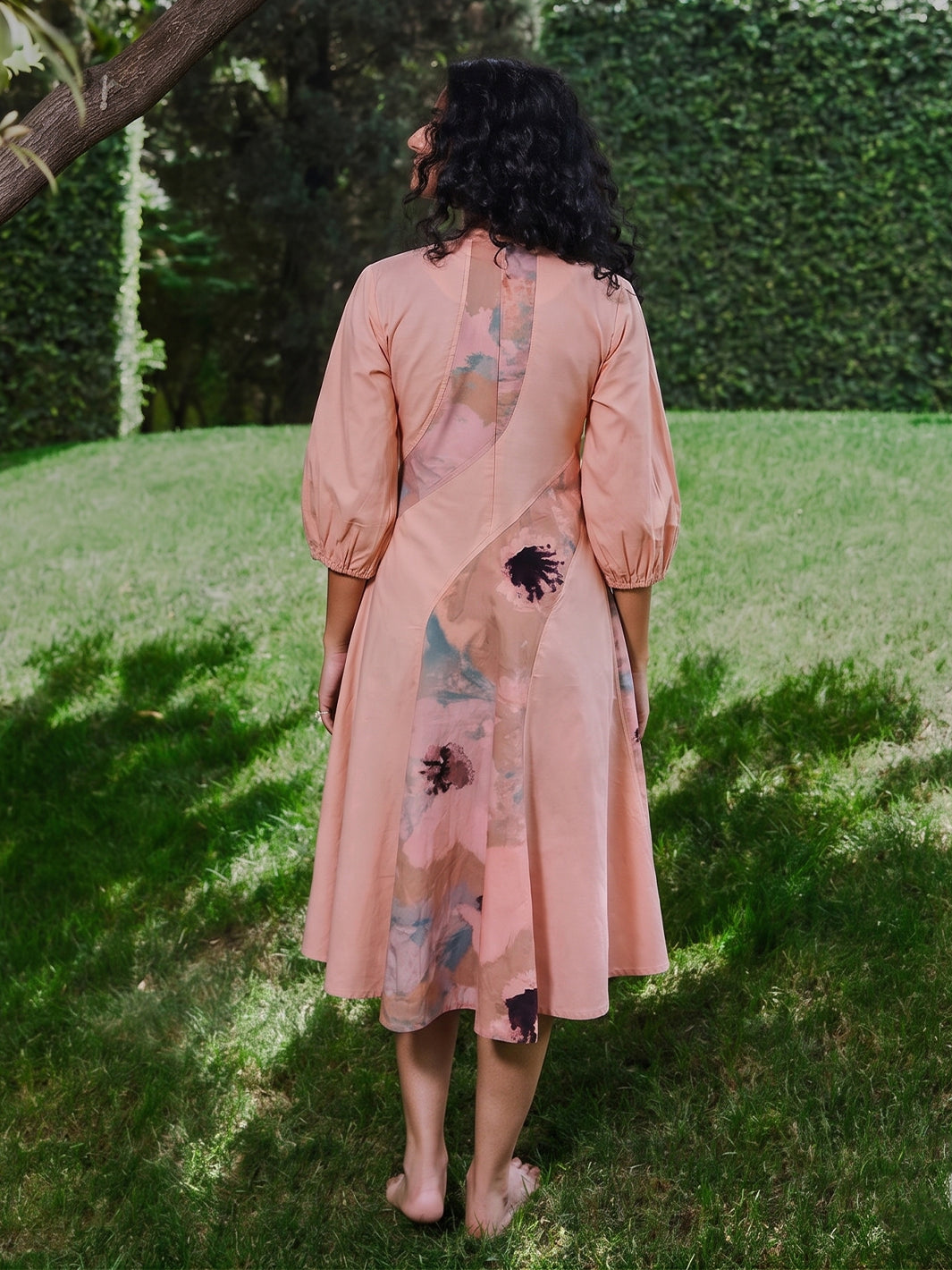 Coral Bloom Panelled Dress