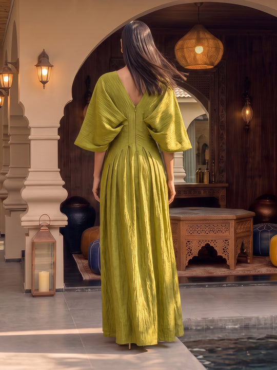 Festive Flared Jumpsuit with Neck Embroidery