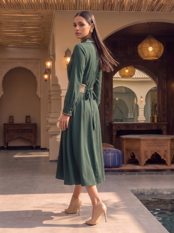 Midas Patchwork Belted Midi Dress