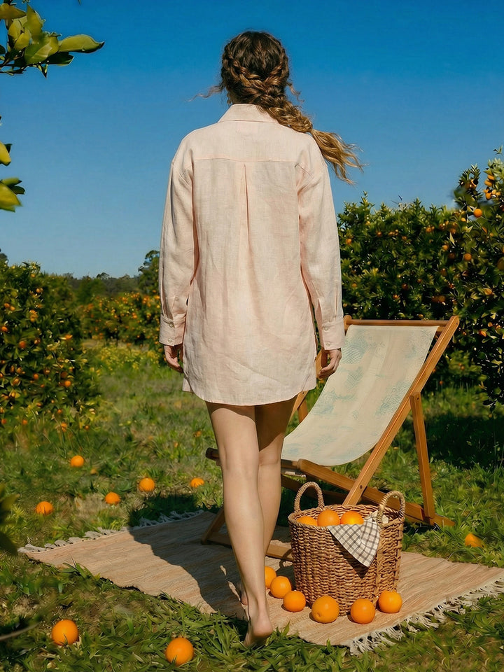 Apricot Cotton Linen Shirt for Women