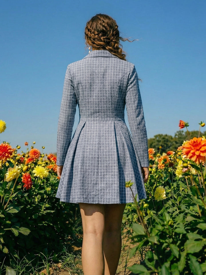 Checkberry Cotton Short Dress