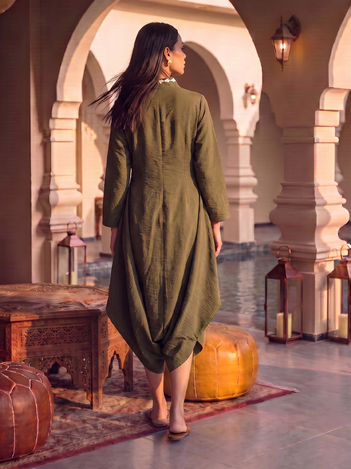 Olive Muse Leather Patchwork Jumpsuit