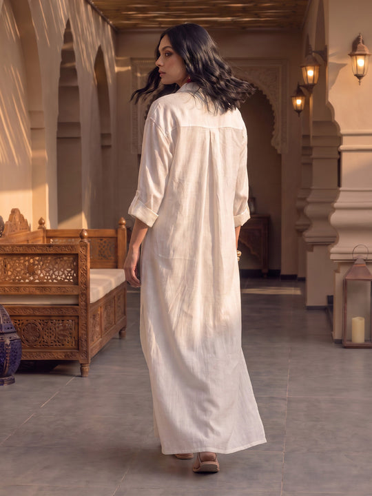 Picante Hand Embroidered Long Shirt Dress