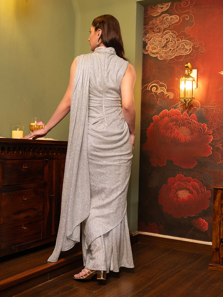Fluid Draped Saree Gown