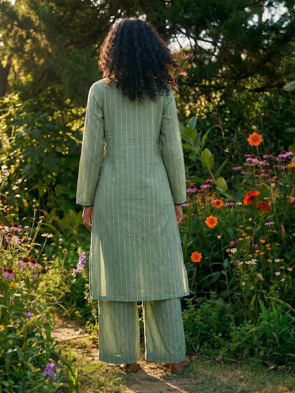 Embroidered Stripe Tunic & Pants