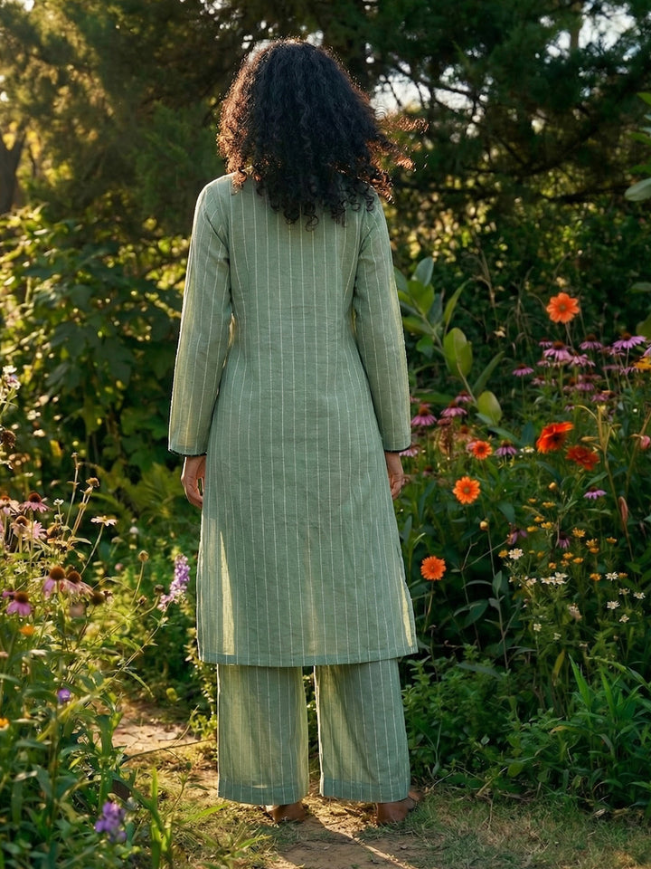 Embroidered Stripe Tunic & Pants