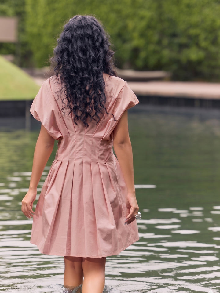 Whipped Flowers Embroidered Peach Dress