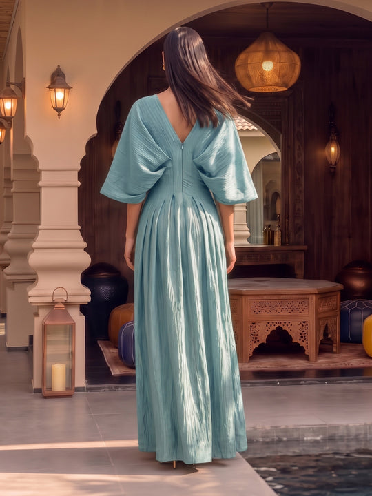 Festive Flared Jumpsuit with Neck Embroidery
