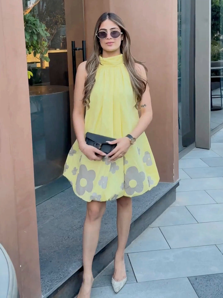 Butter Yellow Floral Dress