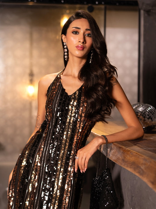 Jupiter Party Backless sequins dress
