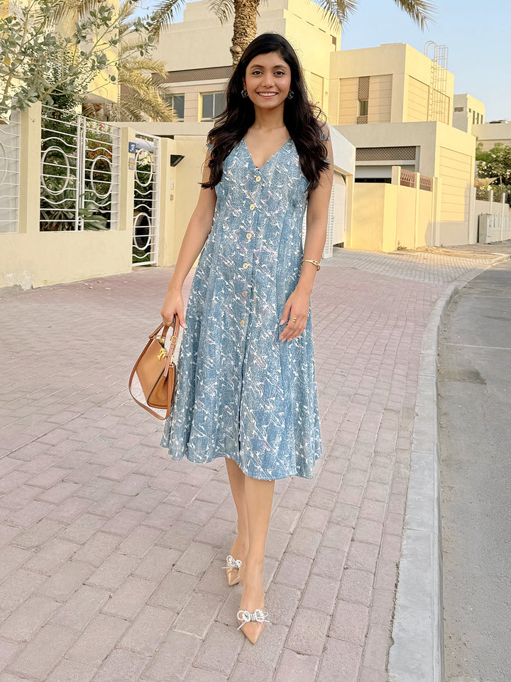 Denim Lapel Collar Dress