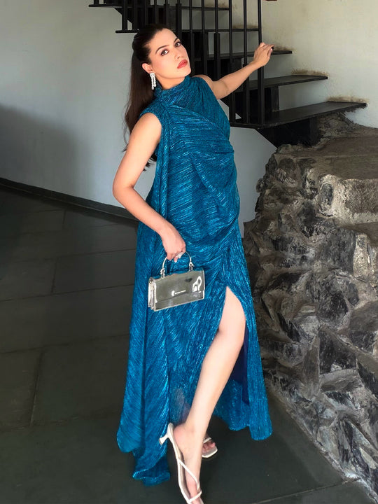 festive blue gown