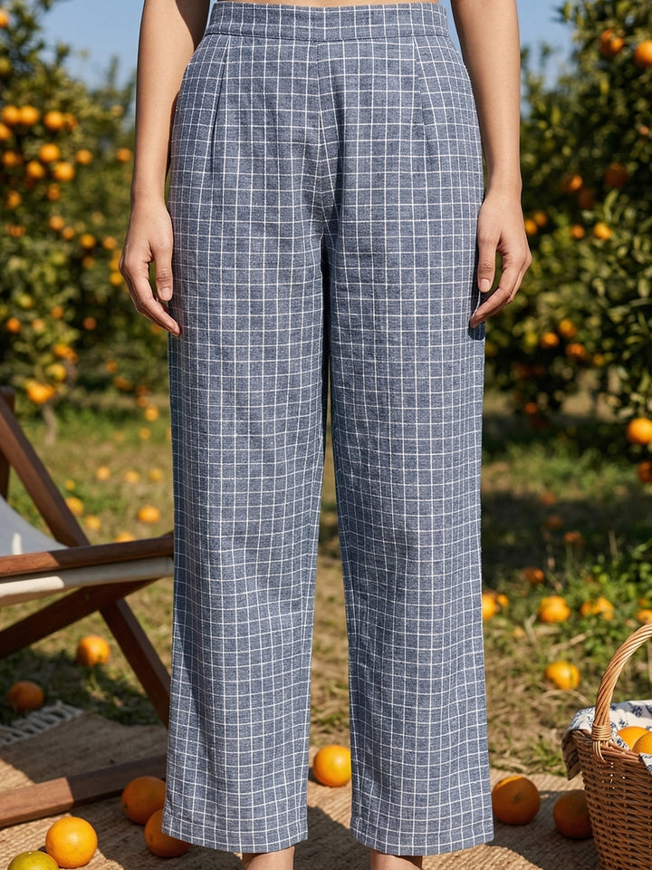 Azure cotton pants