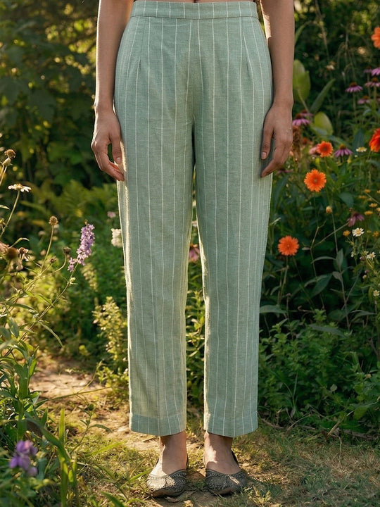 Embroidered Stripe Pants