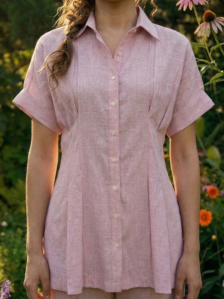 Marshmallow Cotton Linen Pleated Co-ord Set