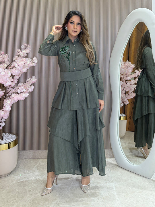 Folie Hand-Embroidered Layered Co-ord Set