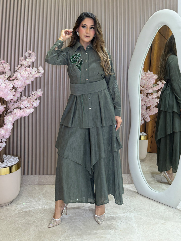 Folie Hand-Embroidered Layered Co-ord Set