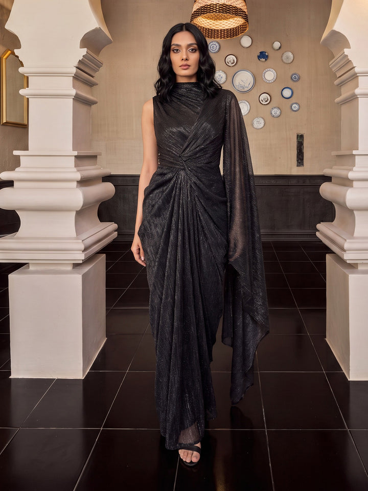 Royale Draped Gown Black