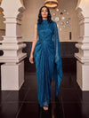 Royale Draped Gown Blue