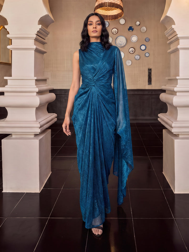 Royale Draped Gown Blue