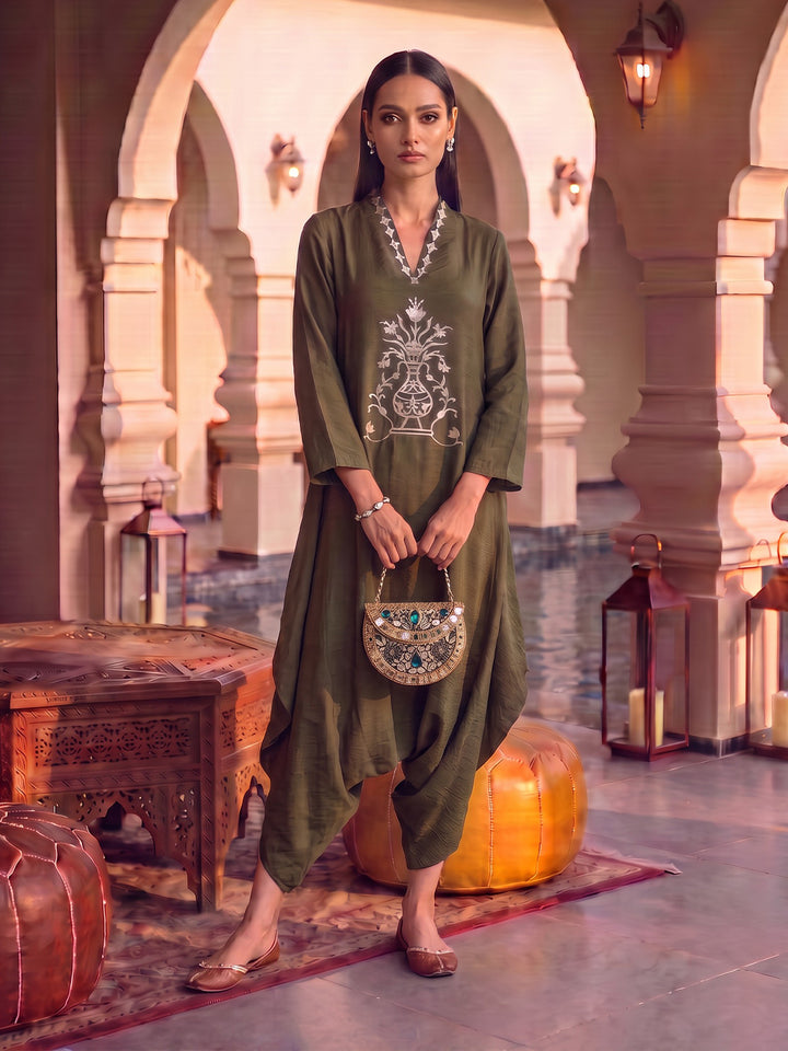 Olive Muse Leather Patchwork Jumpsuit