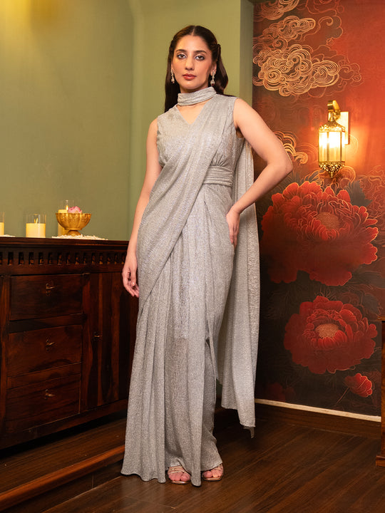 Fluid Draped Saree Gown
