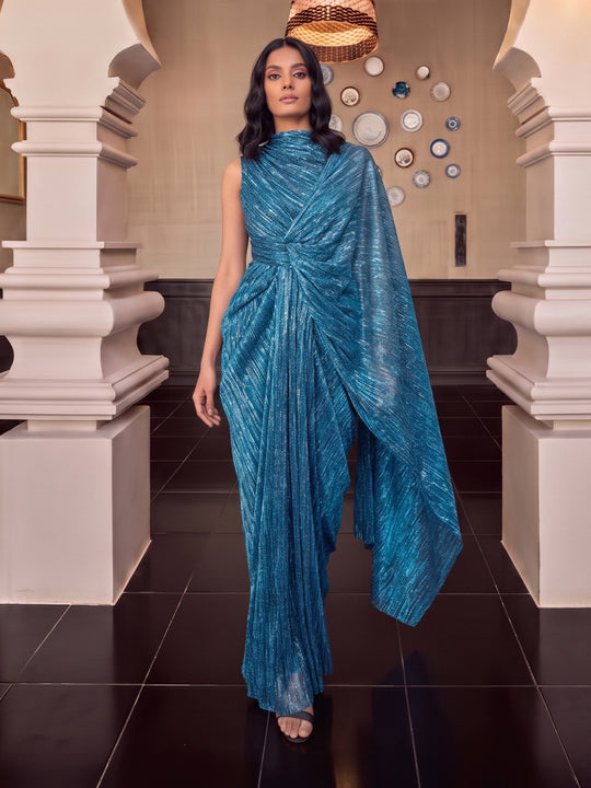 Royale Draped Light Blue Gown