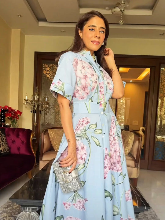 Floral Skies Poplin Dress