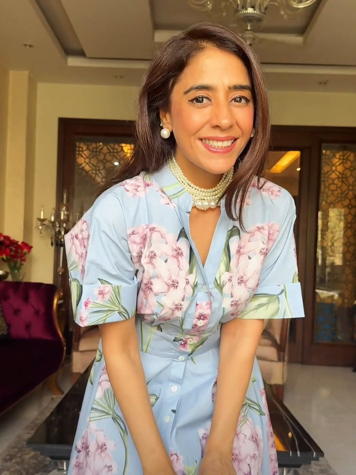 Floral Skies Poplin Dress