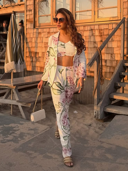 Hoya Floral Linen Blazer Co-ord Set