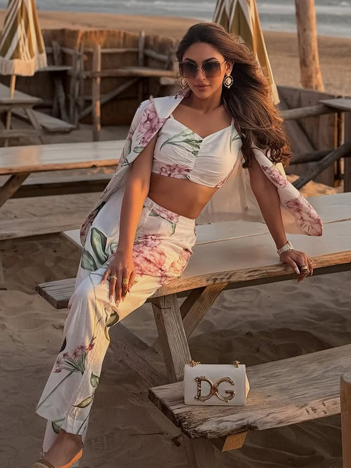 Hoya Floral Linen Blazer Co-ord Set