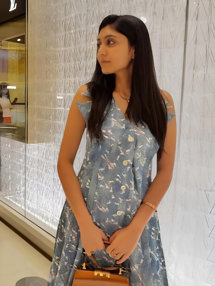 Denim Bliss Lapel Collar Dress